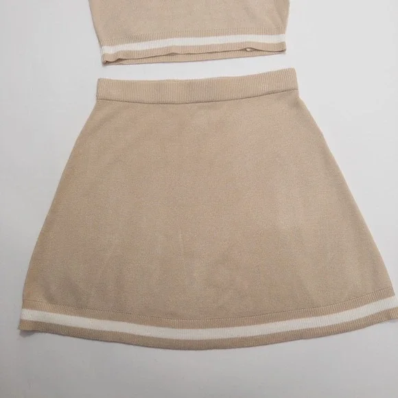 Sincerely‎ Jules Skirt Set Women Small Beige Sweater Vest Two Piece - Picture 2 of 16